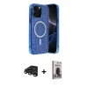MARSİLYAN™- iPhone 15 Pro Max Kılıf Eksen Çizgi - Siyah Bilvis Hayalet Cam Ekran Koruyucu + Raze Metal Kamera Lens - TMGI