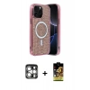 MARSİLYAN™- iPhone 15 Pro Max Kılıf Eksen Çizgi - Siyah Buffer Cam Ekran Koruyucu + PVD Metal Kamera Lens - GS