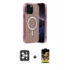 MARSİLYAN™- iPhone 15 Pro Max Kılıf Eksen Çizgi - Siyah Buffer Cam Ekran Koruyucu + PVD Metal Kamera Lens - GI