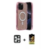 MARSİLYAN™- iPhone 15 Pro Max Kılıf Eksen Çizgi - Siyah Buffer Cam Ekran Koruyucu + PVD Metal Kamera Lens - LT