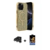 MARSİLYAN™- iPhone 15 Pro Max Kılıf Eksen Çizgi - Siyah Buffer Hayalet Cam Ekran Koruyucu + Gümüş Raze Metal Kamera Lens