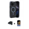 MARSİLYAN™- iPhone 15 Pro Max Kılıf Eksen Çizgi - Siyah Buffer Hayalet Cam Ekran Koruyucu + Raze Metal Kamera Lens - LT