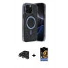 MARSİLYAN™- iPhone 15 Pro Max Kılıf Eksen Çizgi - Siyah Buffer Hayalet Cam Ekran Koruyucu + Raze Metal Kamera Lens - TMGI