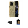 MARSİLYAN™- iPhone 15 Pro Max Kılıf Eksen Çizgi - Siyah Buffer Hayalet Cam Ekran Koruyucu + Raze Metal Kamera Lens - SH