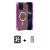 MARSİLYAN™- iPhone 15 Pro Max Kılıf Eksen Çizgi - Siyah Joko Magic 5D Cam + PVD Metal Kamera Lens - GI