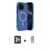 MARSİLYAN™- iPhone 15 Pro Max Kılıf Eksen Çizgi - Siyah Joko Magic 5D Cam + PVD Metal Kamera Lens - GI