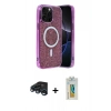 MARSİLYAN™- iPhone 15 Pro Max Kılıf Eksen Çizgi - Siyah Polymer Nano Ekran Koruyucu + Raze Metal Kamera Lens - LT