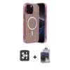 MARSİLYAN™- iPhone 15 Pro Max Kılıf Eksen Çizgi - Siyah Vanessa Magic Cam + PVD Metal Kamera Lens - GI