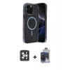 MARSİLYAN™- iPhone 15 Pro Max Kılıf Eksen Çizgi - Siyah Vanessa Magic Cam + PVD Metal Kamera Lens - GI