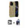 MARSİLYAN™- iPhone 15 Pro Max Kılıf Eksen Çizgi - Siyah Vanessa Magic Cam + PVD Metal Kamera Lens - GS