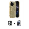 MARSİLYAN™- iPhone 15 Pro Max Kılıf Eksen Çizgi - Siyah Vanessa Magic Cam + PVD Metal Kamera Lens - LT