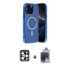 MARSİLYAN™- iPhone 15 Pro Max Kılıf Eksen Çizgi - Siyah Vanessa Magic Cam + PVD Metal Kamera Lens - LT