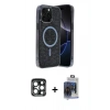 MARSİLYAN™- iPhone 15 Pro Max Kılıf Eksen Çizgi - Siyah Vanessa Magic Cam + PVD Metal Kamera Lens - LT