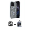 MARSİLYAN™- iPhone 15 Pro Max Kılıf Eksen Çizgi - Siyah Vanessa Magic Cam + PVD Metal Kamera Lens - SH