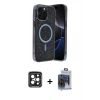 MARSİLYAN™- iPhone 15 Pro Max Kılıf Eksen Çizgi - Siyah Vanessa Magic Cam + PVD Metal Kamera Lens - SH