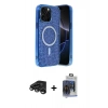 MARSİLYAN™- iPhone 15 Pro Max Kılıf Eksen Çizgi - Siyah Vanessa Magic Cam + Titanyum Gri Raze Metal Kamera Lens