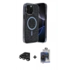 MARSİLYAN™- iPhone 15 Pro Max Kılıf Eksen Çizgi - Siyah Vanessa Magic Cam + Titanyum Gri Raze Metal Kamera Lens