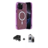 MARSİLYAN™- iPhone 15 Pro Max Kılıf Eksen Çizgi - Siyah Vanessa Magic Hayalet Cam + Raze Metal Kamera Lens - GS
