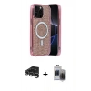 MARSİLYAN™- iPhone 15 Pro Max Kılıf Eksen Çizgi - Siyah Vanessa Magic Hayalet Cam + Raze Metal Kamera Lens - GS