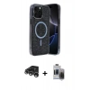 MARSİLYAN™- iPhone 15 Pro Max Kılıf Eksen Çizgi - Siyah Vanessa Magic Hayalet Cam + Raze Metal Kamera Lens - GS