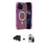 MARSİLYAN™- iPhone 15 Pro Max Kılıf Eksen Çizgi - Siyah Vanessa Magic Hayalet Cam + Raze Metal Kamera Lens - LT