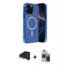 MARSİLYAN™- iPhone 15 Pro Max Kılıf Eksen Çizgi - Siyah Vanessa Magic Hayalet Cam + Raze Metal Kamera Lens - LT