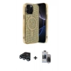 MARSİLYAN™- iPhone 15 Pro Max Kılıf Eksen Çizgi - Siyah Vanessa Magic Hayalet Cam + Raze Metal Kamera Lens - LT