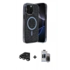 MARSİLYAN™- iPhone 15 Pro Max Kılıf Eksen Çizgi - Siyah Vanessa Magic Hayalet Cam + Raze Metal Kamera Lens - TMGI