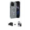 MARSİLYAN™- iPhone 15 Pro Max Kılıf Eksen Çizgi - Siyah Vanessa Magic Hayalet Cam + Raze Metal Kamera Lens - TMGI