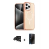 MARSİLYAN™- iPhone 15 Pro Max Kılıf Eksen Doku Koleksiyonu - Siyah 3D Antistatik Hayalet Cam Ekran Koruyucu + Raze Metal Kamera Lens - GS