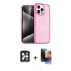 MARSİLYAN™- iPhone 15 Pro Max Kılıf Eksen Doku Koleksiyonu - Siyah 3D Antistatik Mat Seramik Nano Ekran Koruyucu + PVD Metal Kamera Lens - SH