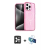 MARSİLYAN™- iPhone 15 Pro Max Kılıf Eksen Doku Koleksiyonu - Siyah 3D Antistatik Seramik Nano Ekran Koruyucu + PVD Metal Kamera Lens - SH