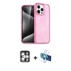 MARSİLYAN™- iPhone 15 Pro Max Kılıf Eksen Doku Koleksiyonu - Siyah 3D Antistatik Seramik Nano Ekran Koruyucu + PVD Metal Kamera Lens - GS