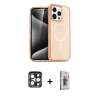 MARSİLYAN™- iPhone 15 Pro Max Kılıf Eksen Doku Koleksiyonu - Siyah Bilvis 3D Cam Ekran Koruyucu + PVD Metal Kamera Lens - LT
