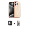 MARSİLYAN™- iPhone 15 Pro Max Kılıf Eksen Doku Koleksiyonu - Siyah Bilvis 3D Cam Ekran Koruyucu + PVD Metal Kamera Lens - SH