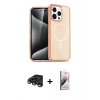 MARSİLYAN™- iPhone 15 Pro Max Kılıf Eksen Doku Koleksiyonu - Siyah Bilvis 3D Mat Cam Ekran Koruyucu + Raze Metal Kamera Lens - TMGI