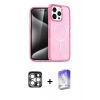 MARSİLYAN™- iPhone 15 Pro Max Kılıf Eksen Doku Koleksiyonu - Siyah Bilvis 5in1 3D Magic Cam Ekran Koruyucu + PVD Metal Kamera Lens - GS