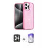 MARSİLYAN™- iPhone 15 Pro Max Kılıf Eksen Doku Koleksiyonu - Siyah Bilvis 5in1 3D Magic Cam Ekran Koruyucu + PVD Metal Kamera Lens - GI