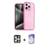 MARSİLYAN™- iPhone 15 Pro Max Kılıf Eksen Doku Koleksiyonu - Siyah Bilvis 5in1 3D Magic Cam Ekran Koruyucu + PVD Metal Kamera Lens - LT