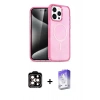 MARSİLYAN™- iPhone 15 Pro Max Kılıf Eksen Doku Koleksiyonu - Siyah Bilvis 5in1 3D Magic Cam Ekran Koruyucu + PVD Metal Kamera Lens - TU