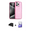 MARSİLYAN™- iPhone 15 Pro Max Kılıf Eksen Doku Koleksiyonu - Siyah Bilvis 5in1 5D Magic Hayalet Cam Ekran Koruyucu + Raze Metal Kamera Lens - SH
