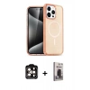 MARSİLYAN™- iPhone 15 Pro Max Kılıf Eksen Doku Koleksiyonu - Siyah Bilvis Hayalet Cam Ekran Koruyucu + PVD Metal Kamera Lens - TU