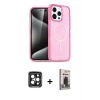 MARSİLYAN™- iPhone 15 Pro Max Kılıf Eksen Doku Koleksiyonu - Siyah Bilvis Hayalet Cam Ekran Koruyucu + PVD Metal Kamera Lens - SH