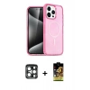 MARSİLYAN™- iPhone 15 Pro Max Kılıf Eksen Doku Koleksiyonu - Siyah Buffer Cam Ekran Koruyucu + PVD Metal Kamera Lens - LT