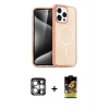 MARSİLYAN™- iPhone 15 Pro Max Kılıf Eksen Doku Koleksiyonu - Siyah Buffer Cam Ekran Koruyucu + PVD Metal Kamera Lens - GS