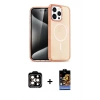 MARSİLYAN™- iPhone 15 Pro Max Kılıf Eksen Doku Koleksiyonu - Siyah Buffer Hayalet Cam Ekran Koruyucu + PVD Metal Kamera Lens - TU