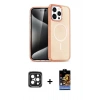 MARSİLYAN™- iPhone 15 Pro Max Kılıf Eksen Doku Koleksiyonu - Siyah Buffer Hayalet Cam Ekran Koruyucu + PVD Metal Kamera Lens - SH