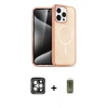 MARSİLYAN™- iPhone 15 Pro Max Kılıf Eksen Doku Koleksiyonu - Siyah Joko Magic 5D Hayalet Cam + PVD Metal Kamera Lens - GI