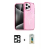 MARSİLYAN™- iPhone 15 Pro Max Kılıf Eksen Doku Koleksiyonu - Siyah Polymer Nano Ekran Koruyucu + Lacivert PVD Metal Kamera Lens