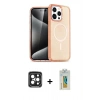 MARSİLYAN™- iPhone 15 Pro Max Kılıf Eksen Doku Koleksiyonu - Siyah Polymer Nano Ekran Koruyucu + PVD Metal Kamera Lens - SH